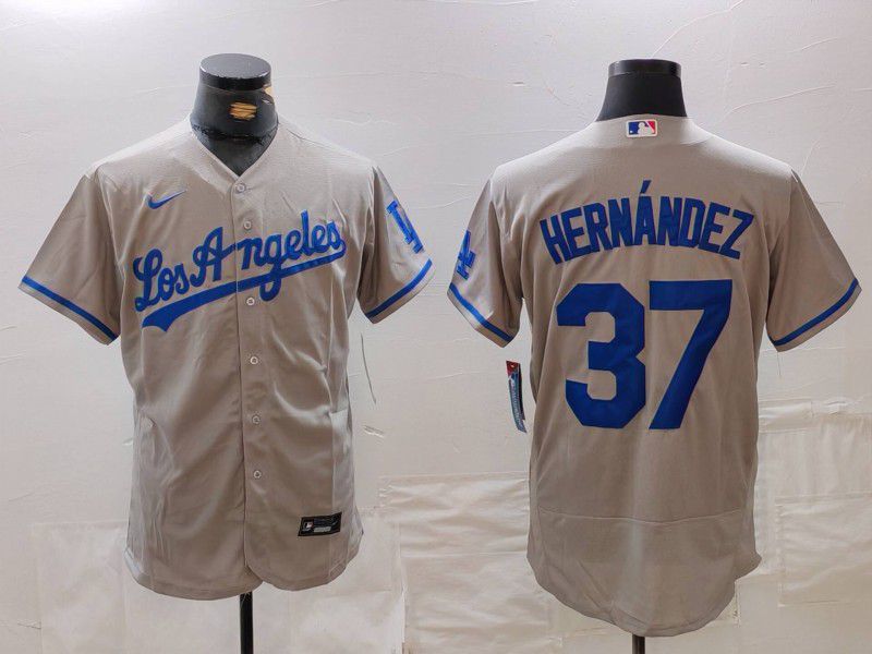 Men Los Angeles Dodgers #37 Hernandez Grey Nike Elite 2024 MLB Jersey style 72611